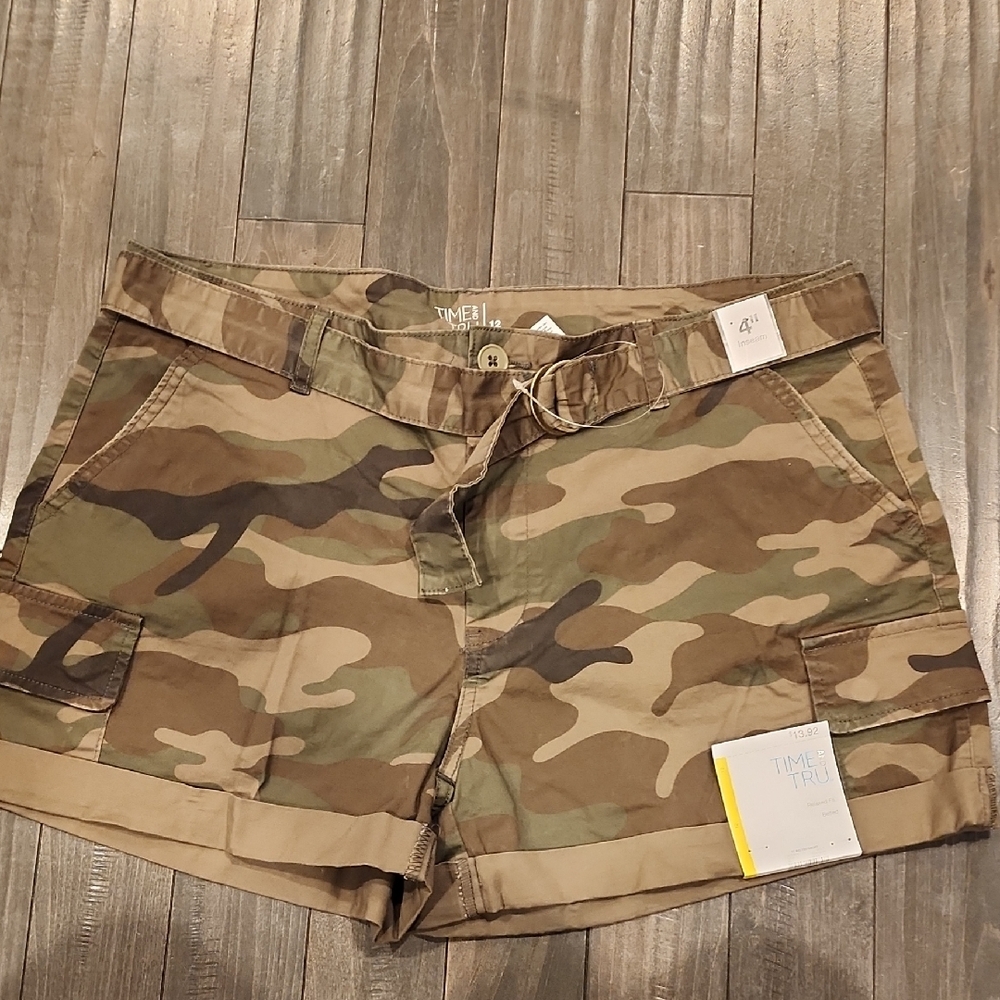 Time and Tru Camo Cargo Shorts in Olive and Khaki